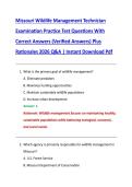 Missouri Wildlife Management Technician &NewLine;Examination Practice Test Questions With &NewLine;Correct Answers &lpar;Verified Answers&rpar; Plus &NewLine;Rationales 2026 Q&A &vert; Instant Download Pdf 