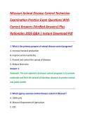 Missouri Animal Disease Control Technician &NewLine;Examination Practice Exam Questions With &NewLine;Correct Answers &lpar;Verified Answers&rpar; Plus &NewLine;Rationales 2026 Q&A &vert; Instant Download Pdf 