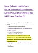 Kansas Embalmer Licensing Exam &NewLine;Practice Questions And Correct Answers &NewLine;&lpar;Verified Answers&rpar; Plus Rationales 2026 &NewLine;Q&A &vert; Instant Download Pdf 