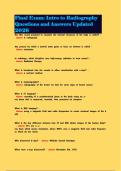 Final Exam&colon; Intro to Radiography Questions and Answers Updated 2026