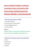 Missouri Wildland Firefighter Certification &NewLine;Examination Practice Test Questions With &NewLine;Correct Answers &lpar;Verified Answers&rpar; Plus &NewLine;Rationales 2026 Q&A &vert; Instant Download Pdf
