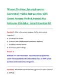 Missouri Fire Alarm Systems Inspector &NewLine;Examination Practice Test Questions With &NewLine;Correct Answers &lpar;Verified Answers&rpar; Plus &NewLine;Rationales 2026 Q&A &vert; Instant Download Pdf