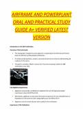 AIRFRAME AND POWERPLANT ORAL AND PRACTICAL STUDY GUIDE A&plus; VERIFIED LATEST VERSION