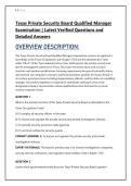 Texas Private Security Board Qualified Manager &NewLine;Examination &vert; Latest Verified Questions and &NewLine;Detailed Answers 