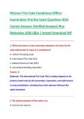 Missouri Fire Code Compliance Officer &NewLine;Examination Practice Exam Questions With &NewLine;Correct Answers &lpar;Verified Answers&rpar; Plus &NewLine;Rationales 2026 Q&A &vert; Instant Download Pdf 