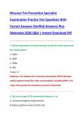 Missouri Fire Prevention Specialist &NewLine;Examination Practice Test Questions With &NewLine;Correct Answers &lpar;Verified Answers&rpar; Plus &NewLine;Rationales 2026 Q&A &vert; Instant Download Pdf