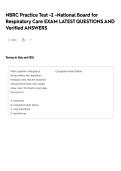 NBRC Practice Test -2 -National Board for Respiratory Care EXAM LATEST QUESTIONS AND Verified ANSWERS