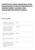 COSMETOLOGY HAWAII LICENSE EXAM STUDY GUIDE 2026&sol;2027 COMPLETE QUESTIONS WITH VERIFIED CORRECT ANSWERS &vert;&vert; 100&percnt; GUARANTEED PASS NEWEST VERSION