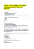 HS 201 FINAL EXAM STUDY GUIDE NCSU Questions with Correct Answers