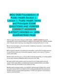 WGU D583 Foundations of Public Health Section 1 - Lesson 1 QUESTIONS AND VERIFIED CORRECT ANSWERS GRADED A&plus; -LATEST - 100- GUARANTEED PASS&period;docx&NewLine;&NewLine;