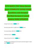 FCTC MATH TEST Most Recent exam COMPLETE &lpar;2026&rpar; EXAM Questions and Answers &lpar;Verified Answers&rpar; &lpar;Latest Update 2026&rpar; UPDATE&excl;&excl;