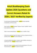 Intuit Bookkeeping Exam Update 2026 Questions and Correct Answers Rated A&plus; 2026 &sol; 2027 Verified by Experts