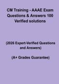 AAAE CM Training Exam Questions & Answers &lpar;100&percnt; Solutions&rpar; PDF