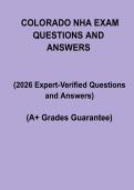 Colorado NHA Exam Questions & Answers Study Guide PDF