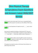 Ohio Physical Therapy Jurisprudence Exam Questions and Answers Latest 2026&sol;2027 Version 