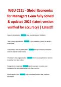 WGU C211 - Global Economics for Managers Exam fully solved & updated 2026 &lpar;latest version verified for accuracy&rpar; &vert; Latest&excl;&excl;