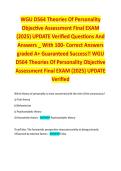WGU D564 Theories Of Personality Objective Assessment Final EXAM &NewLine;&lpar;2025&rpar; UPDATE Verified Questions And Answers &lowbar; With 100- Correct Answers graded A&plus; Guaranteed Success&excl;&excl; WGU D564 Theories Of Personality Objective Assessment Final EXAM &lpar;2025&rpar; UPDATE Verif