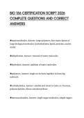 BIO 156 CERTIFICATION SCRIPT 2026&NewLine;COMPLETE QUESTIONS AND CORRECT&NewLine;ANSWERS