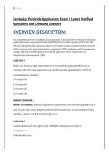 Kentucky Pesticide Applicators Exam &vert; Latest Verified &NewLine;Questions and Detailed Answers 