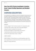 New York &lpar;NY&rpar; Private Investigator Licensing &NewLine;Exam &vert; Latest Verified Questions and Detailed &NewLine;Answers