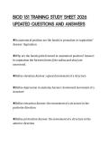 BIOD 151 TRAINING STUDY SHEET 2026&NewLine;UPDATED QUESTIONS AND ANSWERS&NewLine;