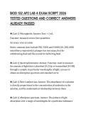 BIOD 152 AP2 LAB 4 EXAM SCRIPT 2026&NewLine;TESTED QUESTIONS AND CORRECT ANSWERS&NewLine;ALREADY PASSED&NewLine;