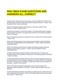 NHA CMAA EXAM QUESTIONS AND ANSWERS ALL CORRECT