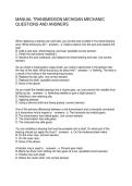 MANUAL TRANSMISSION MICHIGAN MECHANIC QUESTIONS AND ANSWERS