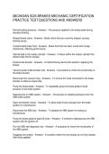 MICHIGAN SOS BRAKES MECHANIC CERTIFICATION &NewLine;PRACTICE TEST QUESTIONS AND ANSWERS