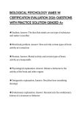 BIOLOGICAL PSYCHOLOGY JAMES W&NewLine;CERTIFICATION EVALUATION 2026 QUESTIONS&NewLine;WITH PRACTICE SOLUTION GRADED A&plus;