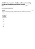 ACAMS Practice Questions &ndash; Certified Anti-Money Laundering Specialist Exam Practice Questions with Answers