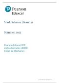 EDEXCEL MATHS AS 2025 MOCKS PAPER 22 MECHANICS MARKSCHEME