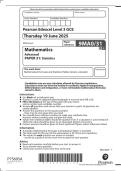 EDEXCEL MATHS A LEVEL 2025 MOCKS PAPER 31 STATISTICS QP