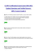 CLMS Certification Exam &lpar;Latest 2024-2025 Update&rpar; Questions and Verified Answers 100 Correct Grade A