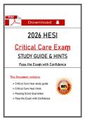 HESI Critical Care Study Guide &lpar;PDF&rpar; &vert; &lpar;2026&rpar; Exam Notes &vert; Nursing Exam