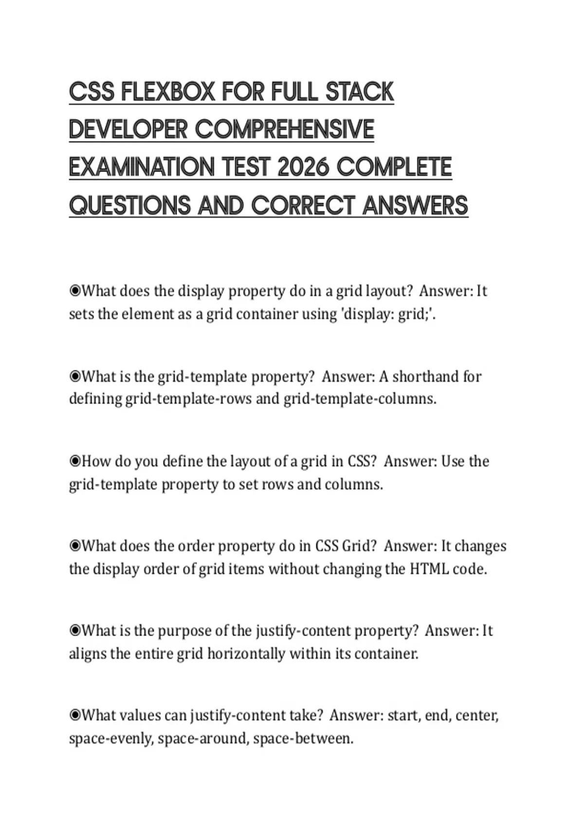 CSS FLEXBOX FOR FULL STACK DEVELOPER COMPREHENSIVE EXAMINATION TEST ...