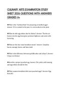 CULINARY ARTS EXAMINATION STUDY&NewLine;SHEET 2026 QUESTIONS WITH ANSWERS&NewLine;GRADED A&plus;