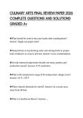 CULINARY ARTS FINAL REVIEW PAPER 2026&NewLine;COMPLETE QUESTIONS AND SOLUTIONS&NewLine;GRADED A&plus;