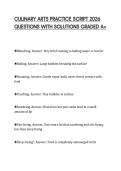 CULINARY ARTS PRACTICE SCRIPT 2026&NewLine;QUESTIONS WITH SOLUTIONS GRADED A&plus;