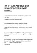 CVS 204 EXAMINATION STUDY SHEET&NewLine;2026 QUESTIONS WITH ANSWERS&NewLine;GRADED A&plus;