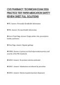 CVS PHARMACY TECHNICIAN EXAM 2026&NewLine;PRACTICE TEST PAPER MEDICATION SAFETY&NewLine;REVIEW SHEET FULL SOLUTIONS