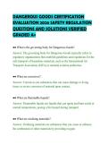 DANGEROUS GOODS CERTIFICATION&NewLine;EVALUATION 2026 SAFETY REGULATION&NewLine;QUESTIONS AND SOLUTIONS VERIFIED&NewLine;GRADED A&plus;