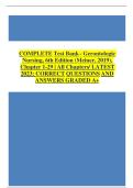Gerontologic Nursing 6th Edition &lpar;Meiner&rpar; Test Bank &ndash; Verified Questions and Correct Answers All Chapters 2025 Update