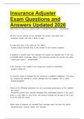 Insurance Adjuster Exam Questions and Answers Updated 2026