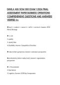 DAVILA ASU SCM 300 EXAM 1 2026 FINAL&NewLine;ASSESSMENT PAPER BUSINESS OPERATIONS&NewLine;COMPREHENSIVE QUESTIONS AND ANSWERS&NewLine;VERIFIED A&plus;&NewLine;