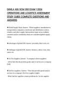 DAVILA ASU SCM 300 EXAM 1 2026&NewLine;OPERATIONS AND LOGISTICS ASSESSMENT&NewLine;STUDY GUIDE COMPLETE QUESTIONS AND&NewLine;ANSWERS