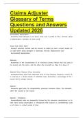 Claims Adjuster Glossary of Terms Questions and Answers Updated 2026