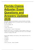 Florida Claims Adjuster Exam Questions and Answers Updated 2026