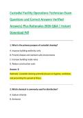 Custodial Facility Operations Technician Exam&NewLine;Questions and Correct Answers Verified &NewLine;Answers&rpar; Plus Rationales 2026 Q&A &vert; Instant &NewLine;Download Pdf