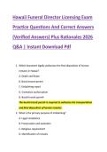 Hawaii Funeral Director Licensing Exam &NewLine;Practice Questions And Correct Answers &NewLine;&lpar;Verified Answers&rpar; Plus Rationales 2026 &NewLine;Q&A &vert; Instant Download Pdf 
